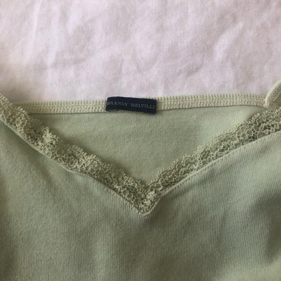 Brandy Melville Green Lace Trim Tank Top - Picture 3 of 3